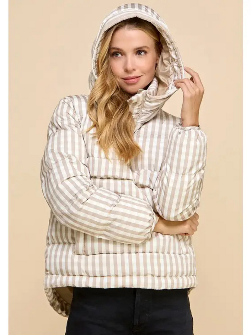 Gingham Pull Over Puffer Jacket