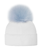 Baby Cotton Beanie w/Fox Pom