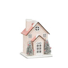 Small Snowy Pink Glitter House w/ LED - 3x4.5