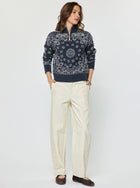 Midnight Bandana Quarter Zip Knit Sweater