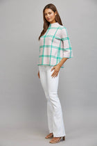 Turquoise Windowpane Sweater