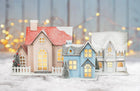 Medium Snowy Pink Glitter House w/ LED - 5.5x8.5