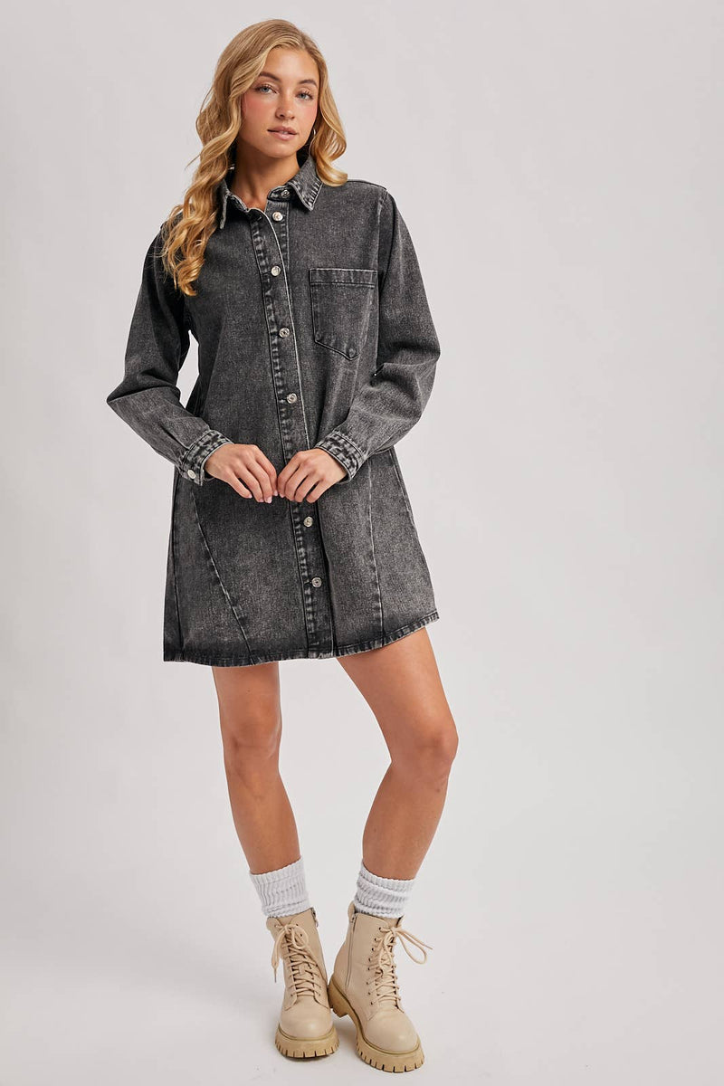 Classic Denim Shirt Dress S / Washed Blue Classic Denim Shirt Dress S / Washed Blue