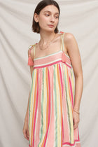 Pink Melon Striped Mini Dress