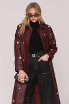 Studded Faux-Ever Leather Trench Coat