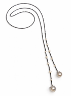 Long Hematite Lariat Necklace