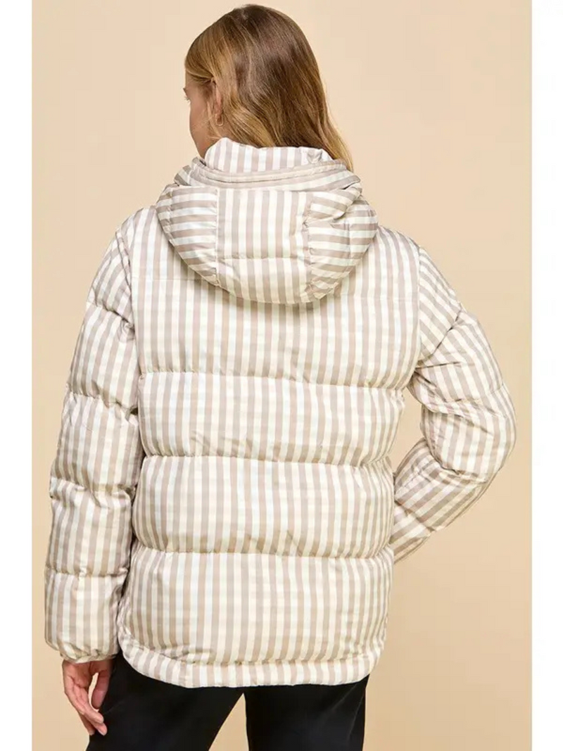 Gingham Pull Over Puffer Jacket