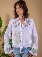 Embroidered Blouse w/Wide Split Cuff