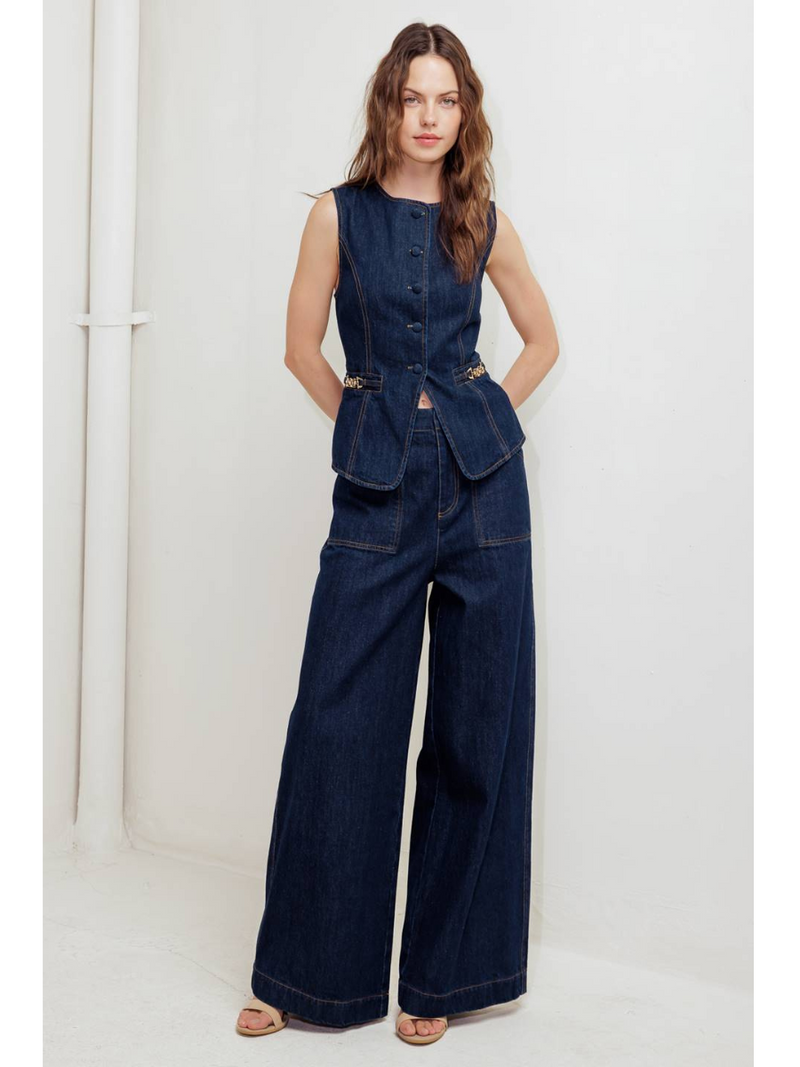 Studio Wide-Leg Denim Trouser