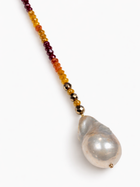 Golden Dusk Pearl Lariat Necklace