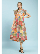 Sage Patchwork Garden Midi Dress