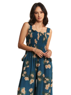 Smocked Bodice Floral Jumpsuit