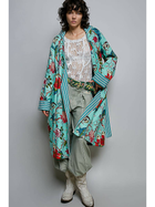 Turquoise Garden Reversible Cotton Robe
