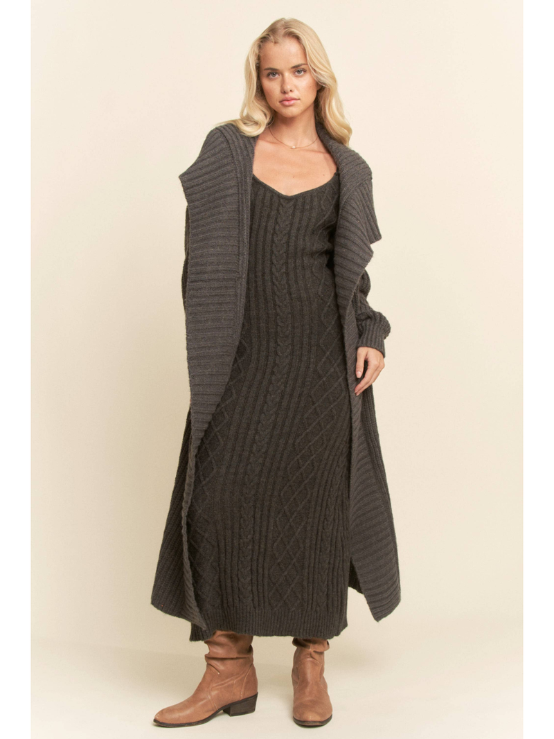 Hearthside Grey Cable Knit Set Grey / M