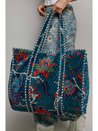 Botanical Velvet Quilted Tote Bag