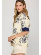 Blue Porcelain Button Down Top