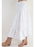 Poplin Tiered Midi Skirt