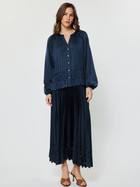 Midnight Eyelet Pleated Blouse