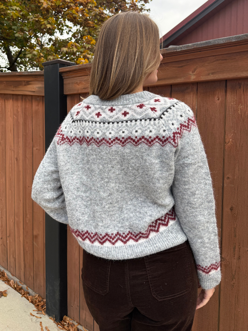 Fair Isle Scarlet Grey Cardigan