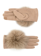 Woven Glove w/Fox Fur Trim