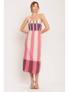 Pink Sunset Check Midi Dress