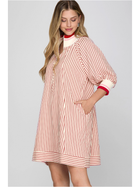 Cherry Stripe Sporty Shift Dress