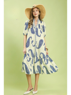 Blue Paisley Breeze Midi Dress