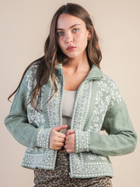 Nordic Charm Zip Cardigan Sage
