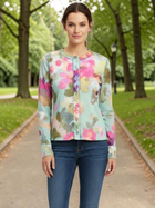 Aquamarine Bloom Button Front Top