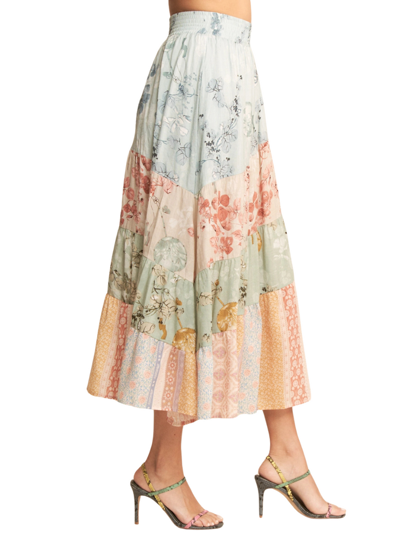 Floral Mix Tiered Maxi Skirt
