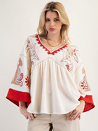 Short Gauze Embroidered Top