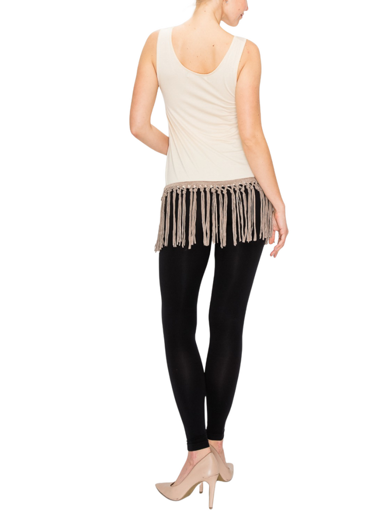 Tank Top with Fringe Trim