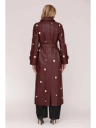 Studded Faux-Ever Leather Trench Coat