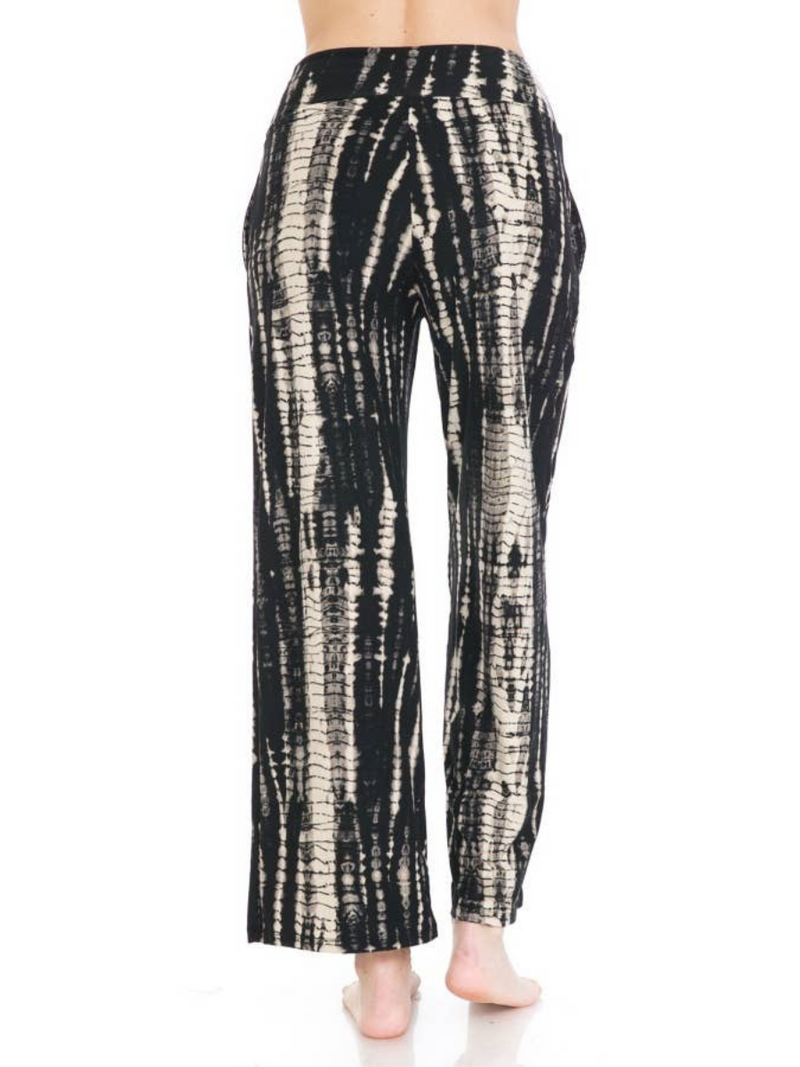 Buttery Soft Blk/Wht Print Pajama Pants with Drawstring