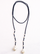 Long Lapis Lariat Necklace