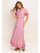 Desert Bloom Pink Tiered Maxi Skirt
