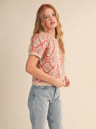 Red Floral Short Puff Cardigan