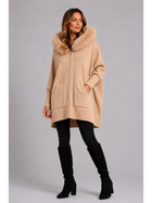 Hooded Fox Fur Trim Poncho
