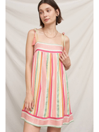 Pink Melon Striped Mini Dress