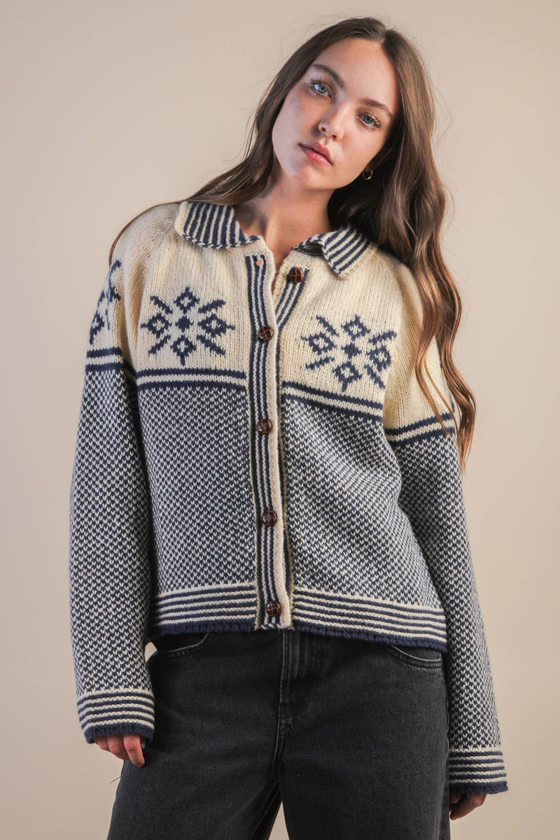 Nordic Snowflake Cardigan Jacket