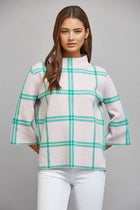 Turquoise Windowpane Sweater