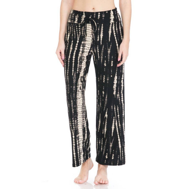 Buttery Soft Blk/Wht Print Pajama Pants with Drawstring