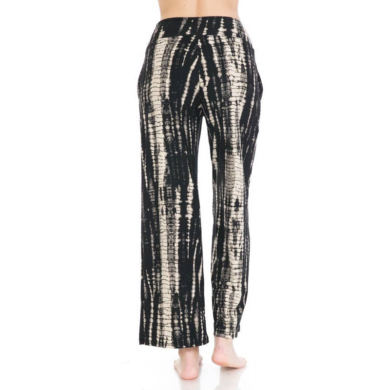 Buttery Soft Blk/Wht Print Pajama Pants with Drawstring