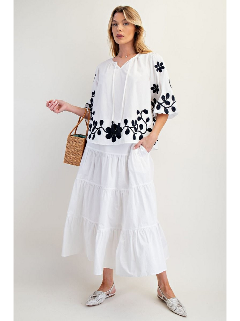 Poplin Tiered Midi Skirt