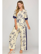 Blue Porcelain Button Down Top