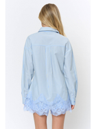 Scalloped Lace Button down Shirt