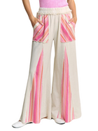Mineral Wash Striped Detail Flare Pants