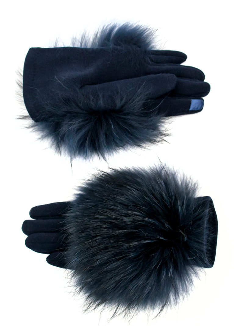 Woven Glove w/Fox Fur Trim
