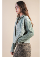 Nordic Charm Zip Cardigan Sage