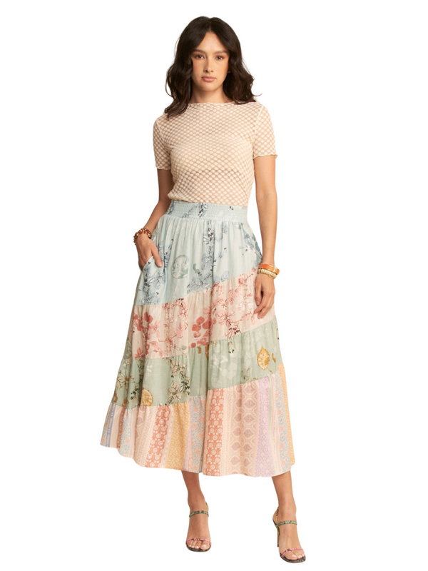 Floral Mix Tiered Maxi Skirt